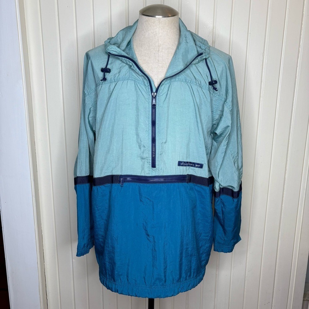 Vintage 90s Nike ACG Windbreaker Mens XL Blue Teal Anorak Half Zip Jacket